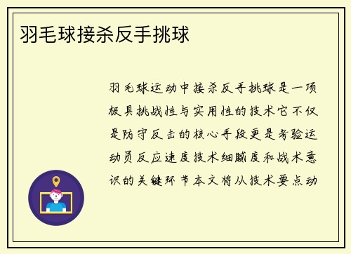 羽毛球接杀反手挑球